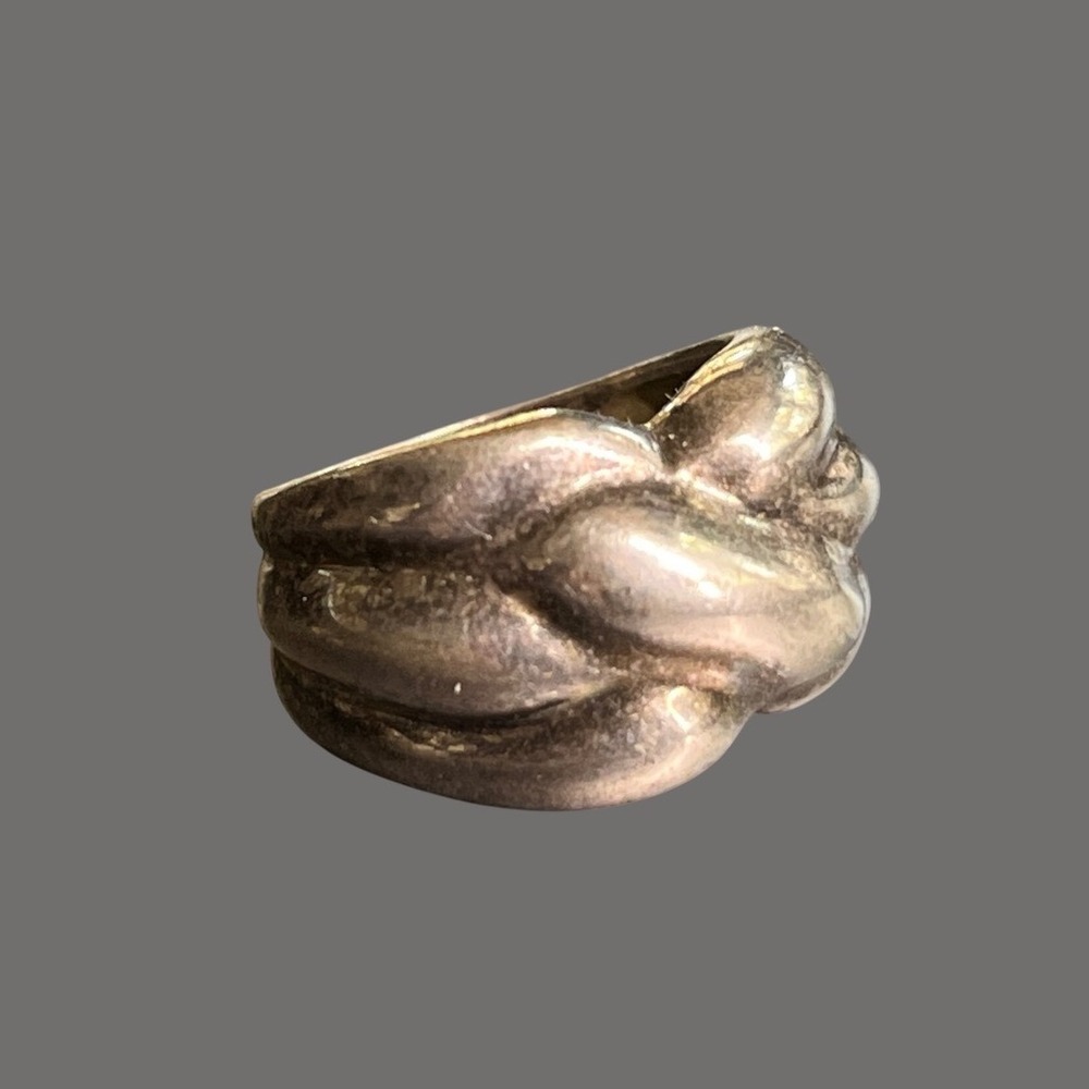 Milor Pe Sterling Silver Puffy PRETZEL KNOT RING Domed Rippled Boho Style sz 6